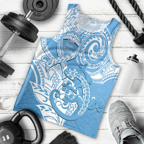 Personalised New Zealand Autism Awareness Men Tank Top NZ Fern With Maori Koru Lizard