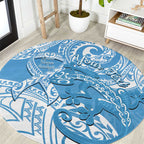 Personalised New Zealand Autism Awareness Round Carpet NZ Fern With Maori Koru Lizard