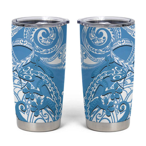 New Zealand Autism Awareness Tumbler Cup NZ Fern With Maori Koru Lizard