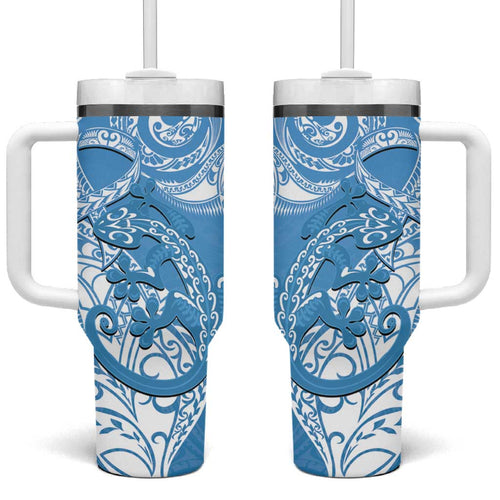 New Zealand Autism Awareness Tumbler With Handle NZ Fern With Maori Koru Lizard