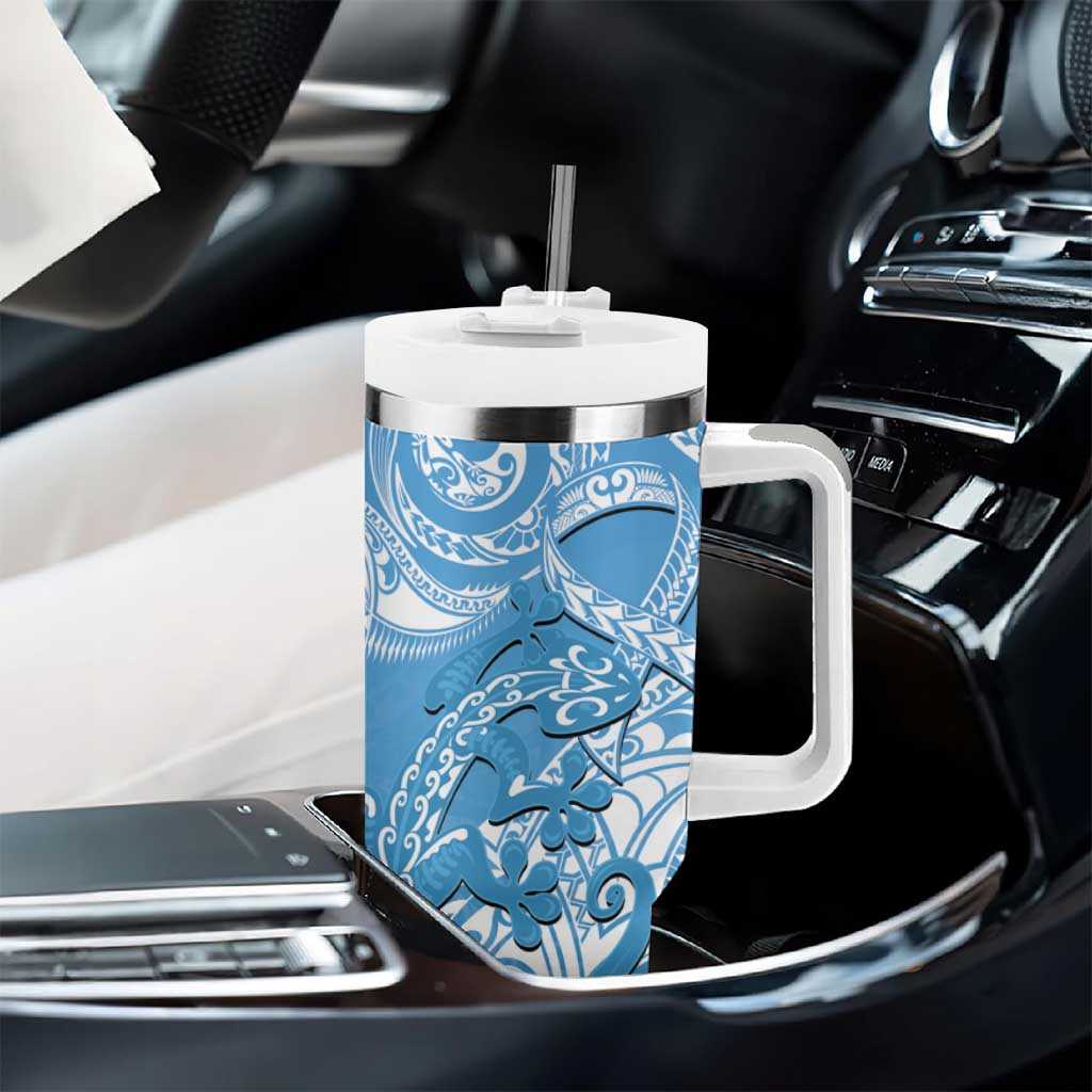 New Zealand Autism Awareness Tumbler With Handle NZ Fern With Maori Koru Lizard