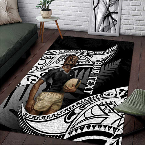 Custom New Zealand Silver Fern Rugby Area Rug 2024 Aotearoa Maori Mascot Go All Black