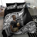 Custom New Zealand Silver Fern Rugby Bedding Set 2024 Aotearoa Maori Mascot Go All Black