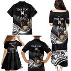 Custom New Zealand Silver Fern Rugby Family Matching Puletasi and Hawaiian Shirt 2024 Aotearoa Maori Mascot Go All Black