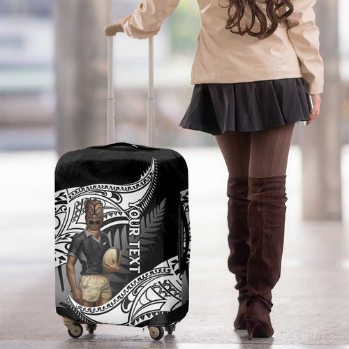 Custom New Zealand Silver Fern Rugby Luggage Cover 2024 Aotearoa Maori Mascot Go All Black