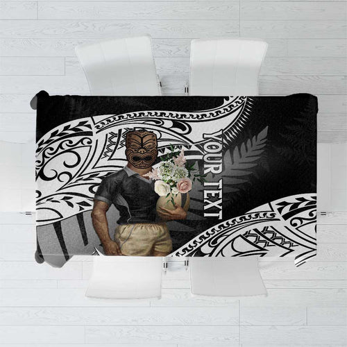 Custom New Zealand Silver Fern Rugby Tablecloth 2024 Aotearoa Maori Mascot Go All Black