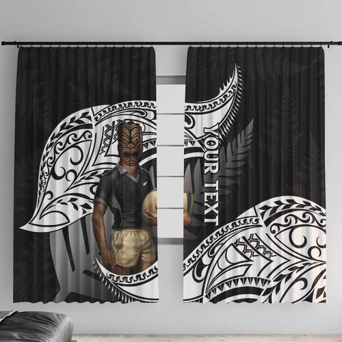 Custom New Zealand Silver Fern Rugby Window Curtain 2024 Aotearoa Maori Mascot Go All Black