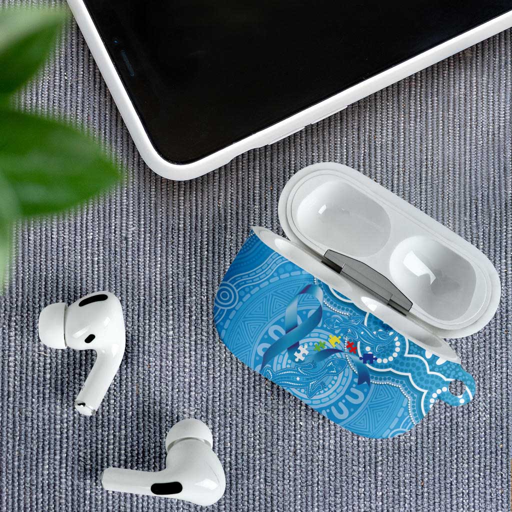 Australia Indigenous AirPods Case Blue Ribbon Lizards Autism Awareness - Aussie Hoodie