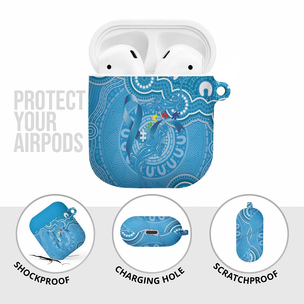 Australia Indigenous AirPods Case Blue Ribbon Lizards Autism Awareness - Aussie Hoodie