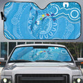 Australia Indigenous Auto Sun Shade Blue Ribbon Lizards Autism Awareness - Aussie Hoodie