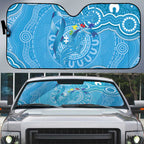 Australia Indigenous Auto Sun Shade Blue Ribbon Lizards Autism Awareness - Aussie Hoodie