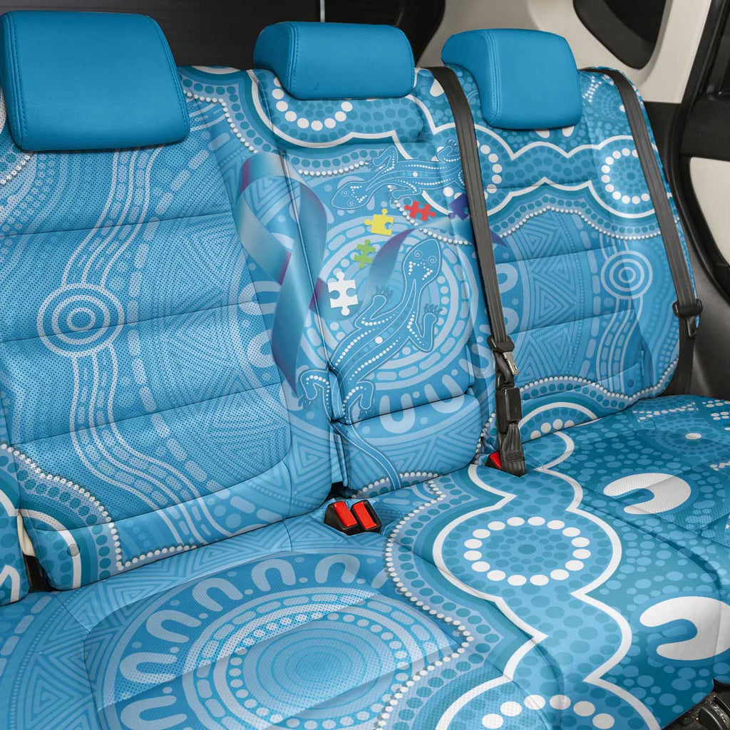 Australia Indigenous Back Car Seat Cover Blue Ribbon Lizards Autism Awareness - Aussie Hoodie
