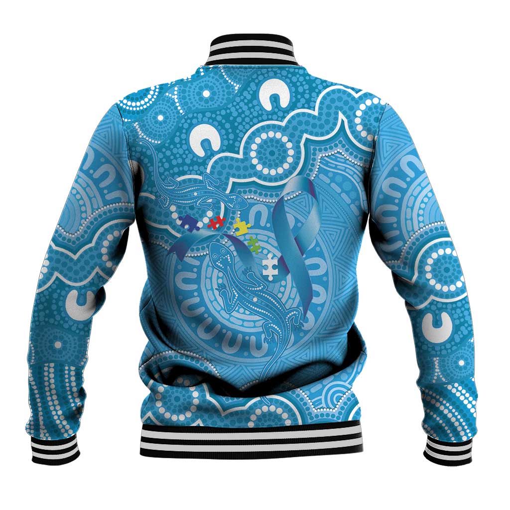 Australia Indigenous Baseball Jacket Blue Ribbon Lizards Autism Awareness - Aussie Hoodie