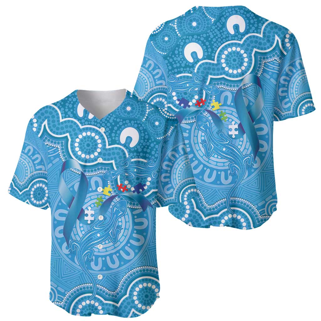 Australia Indigenous Baseball Jersey Blue Ribbon Lizards Autism Awareness - Aussie Hoodie