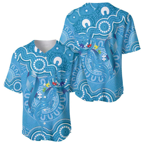 Australia Indigenous Baseball Jersey Blue Ribbon Lizards Autism Awareness - Aussie Hoodie