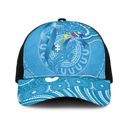 Australia Indigenous Baseball Net Cap Blue Ribbon Lizards Autism Awareness - Aussie Hoodie