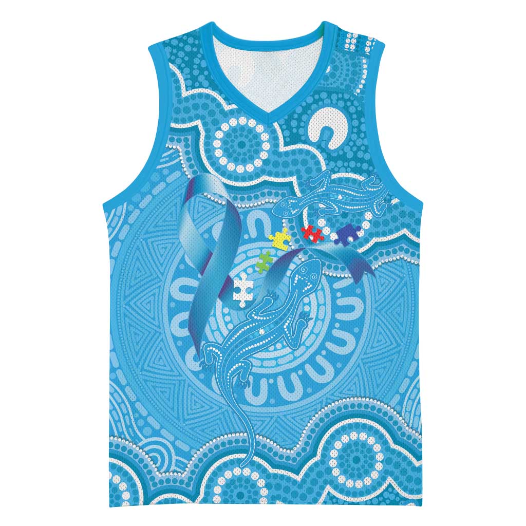 Australia Indigenous Basketball Jersey Blue Ribbon Lizards Autism Awareness - Aussie Hoodie