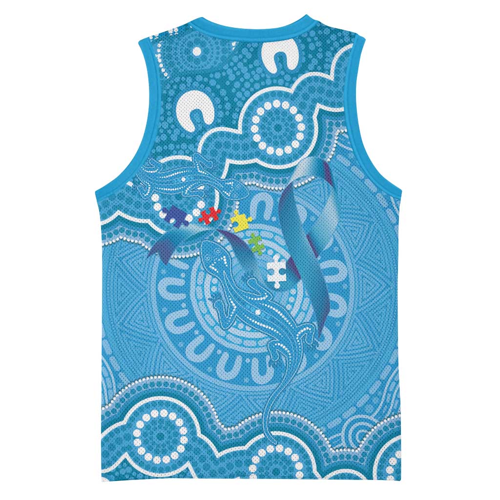 Australia Indigenous Basketball Jersey Blue Ribbon Lizards Autism Awareness - Aussie Hoodie
