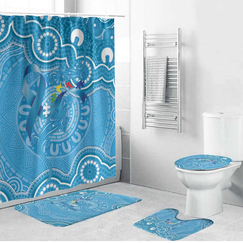 Australia Indigenous Bathroom Set Blue Ribbon Lizards Autism Awareness - Aussie Hoodie