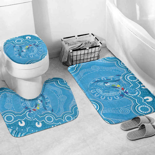 Australia Indigenous Bathroom Set Blue Ribbon Lizards Autism Awareness - Aussie Hoodie