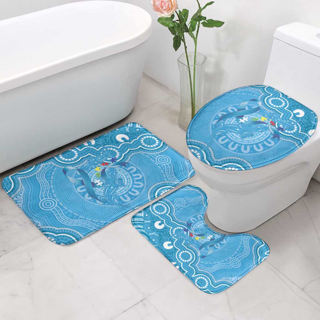 Australia Indigenous Bathroom Set Blue Ribbon Lizards Autism Awareness - Aussie Hoodie