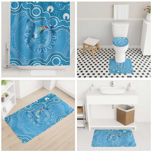 Australia Indigenous Bathroom Set Blue Ribbon Lizards Autism Awareness - Aussie Hoodie