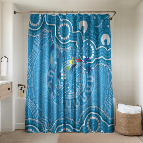 Australia Indigenous Bathroom Set Blue Ribbon Lizards Autism Awareness - Aussie Hoodie