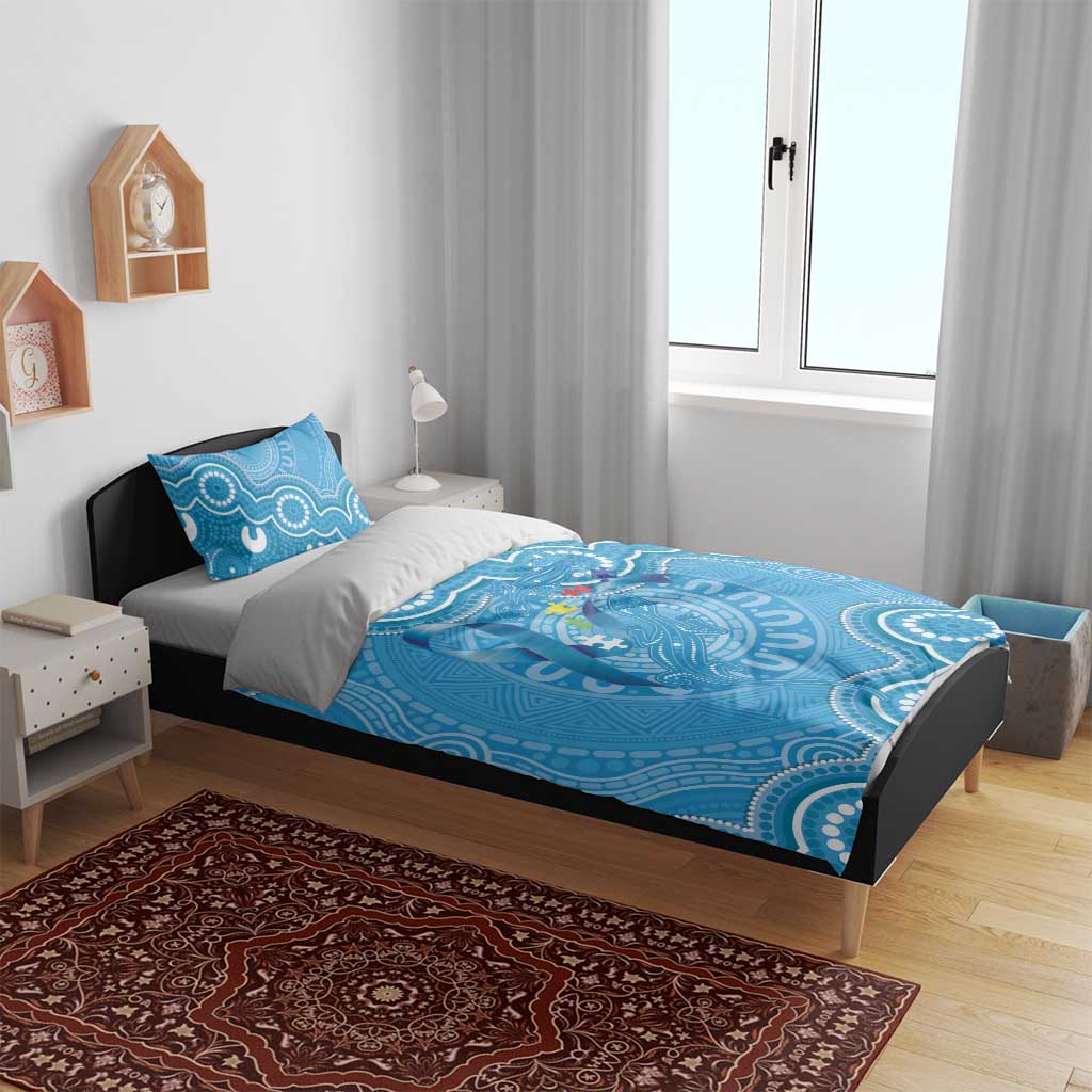 Australia Indigenous Bedding Set Blue Ribbon Lizards Autism Awareness - Aussie Hoodie