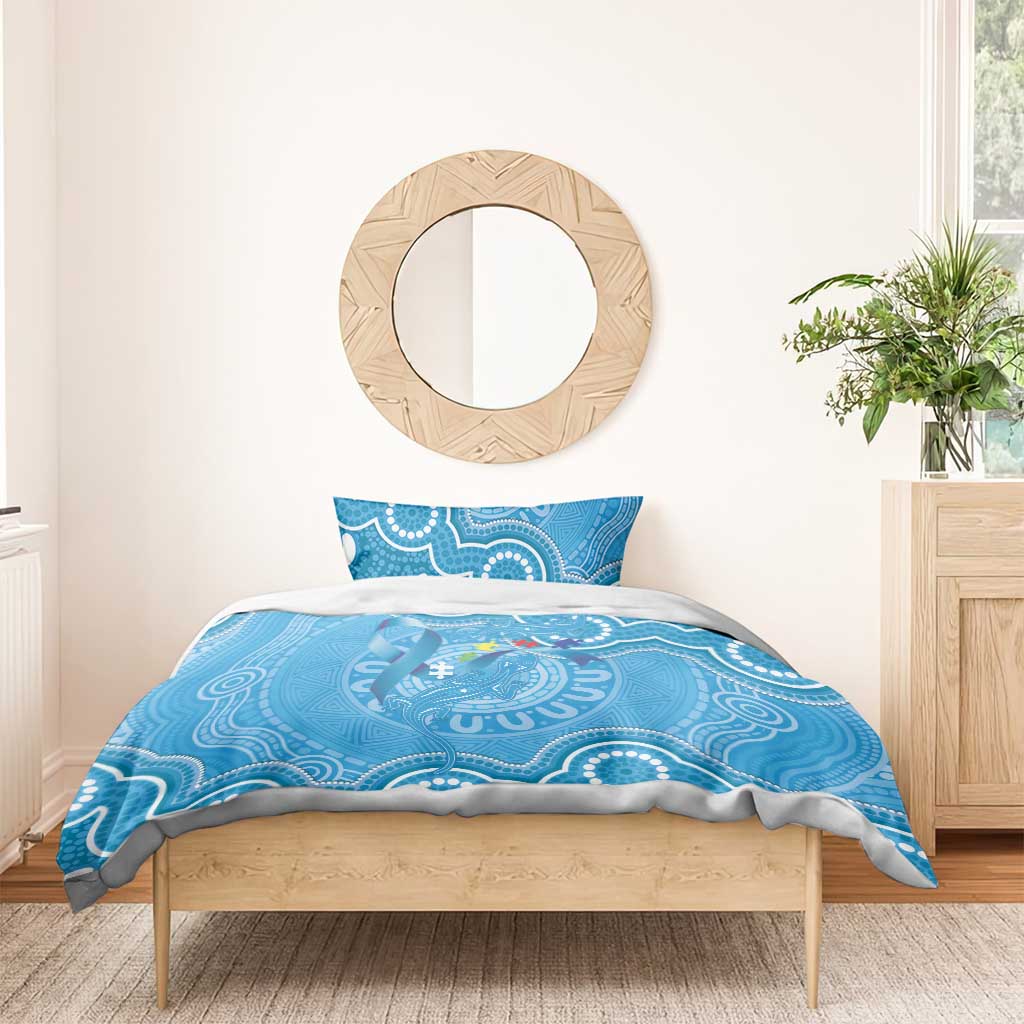 Australia Indigenous Bedding Set Blue Ribbon Lizards Autism Awareness - Aussie Hoodie