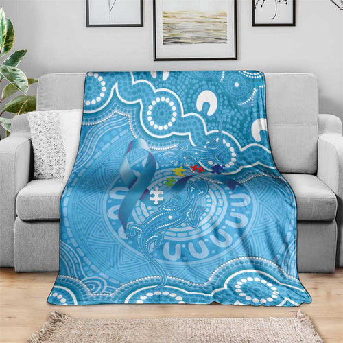Australia Indigenous Blanket Blue Ribbon Lizards Autism Awareness - Aussie Hoodie