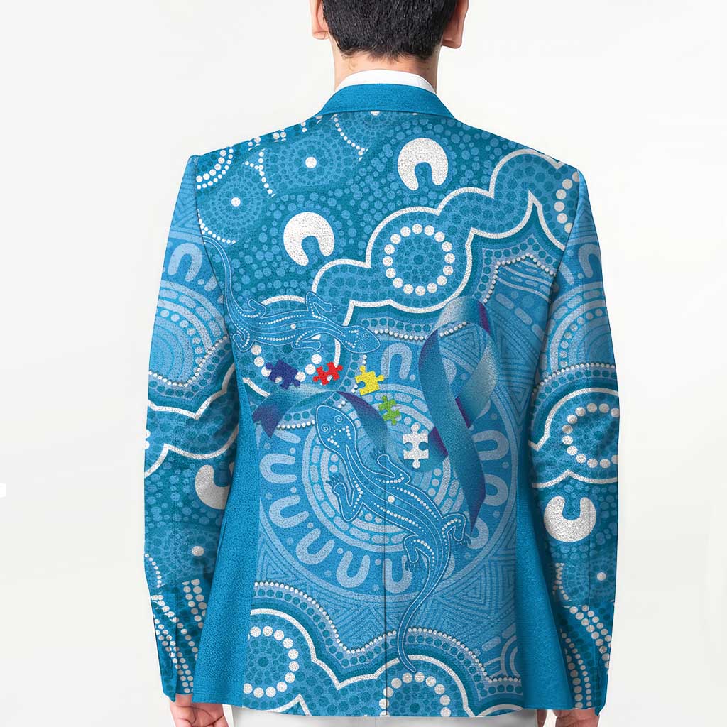 Australia Indigenous Blazer Blue Ribbon Lizards Autism Awareness - Aussie Hoodie