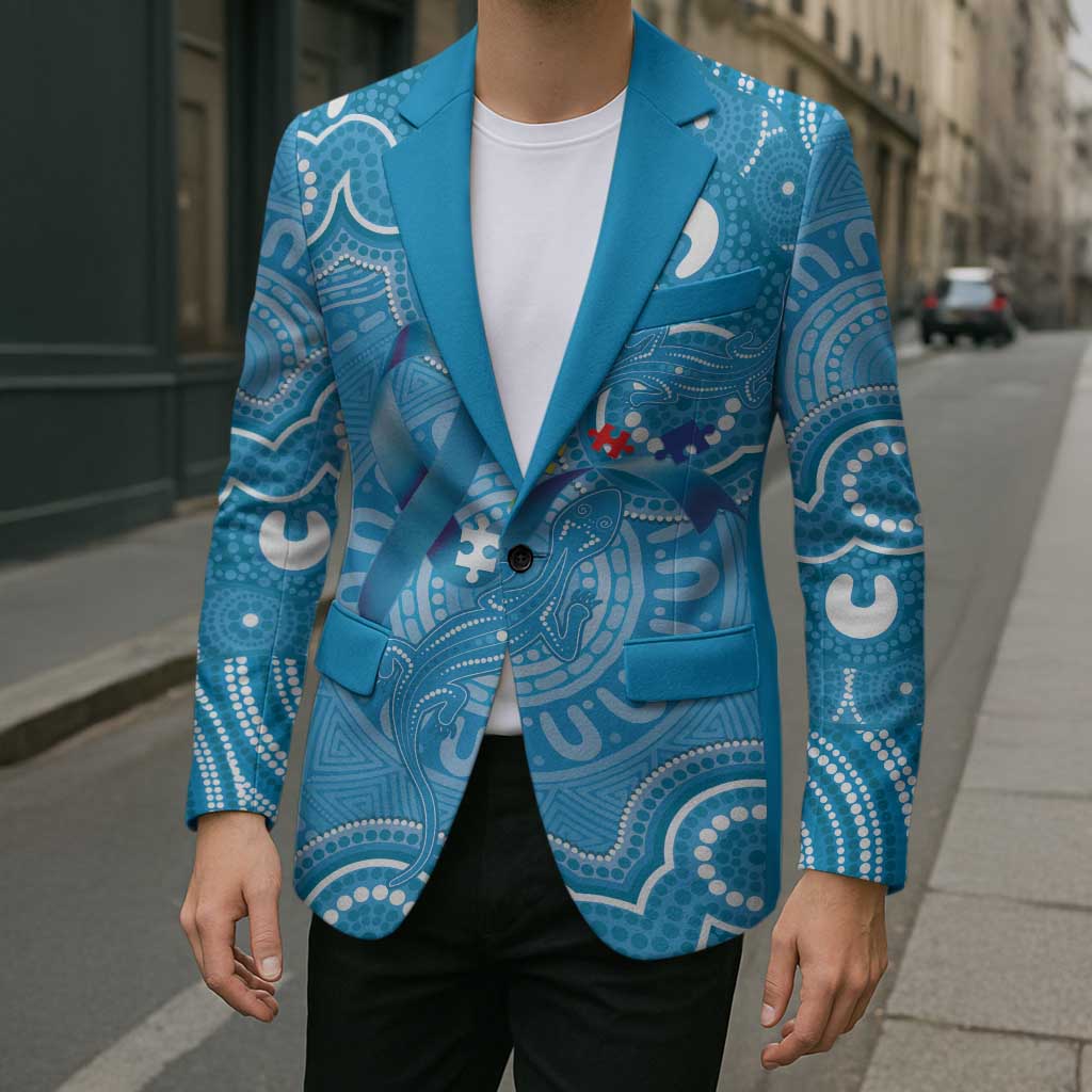 Australia Indigenous Blazer Blue Ribbon Lizards Autism Awareness - Aussie Hoodie