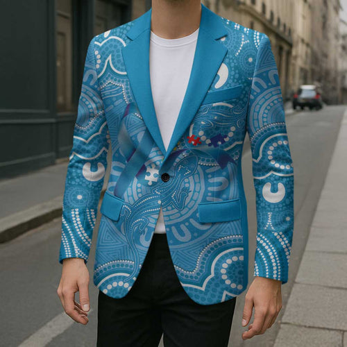 Australia Indigenous Blazer Blue Ribbon Lizards Autism Awareness - Aussie Hoodie