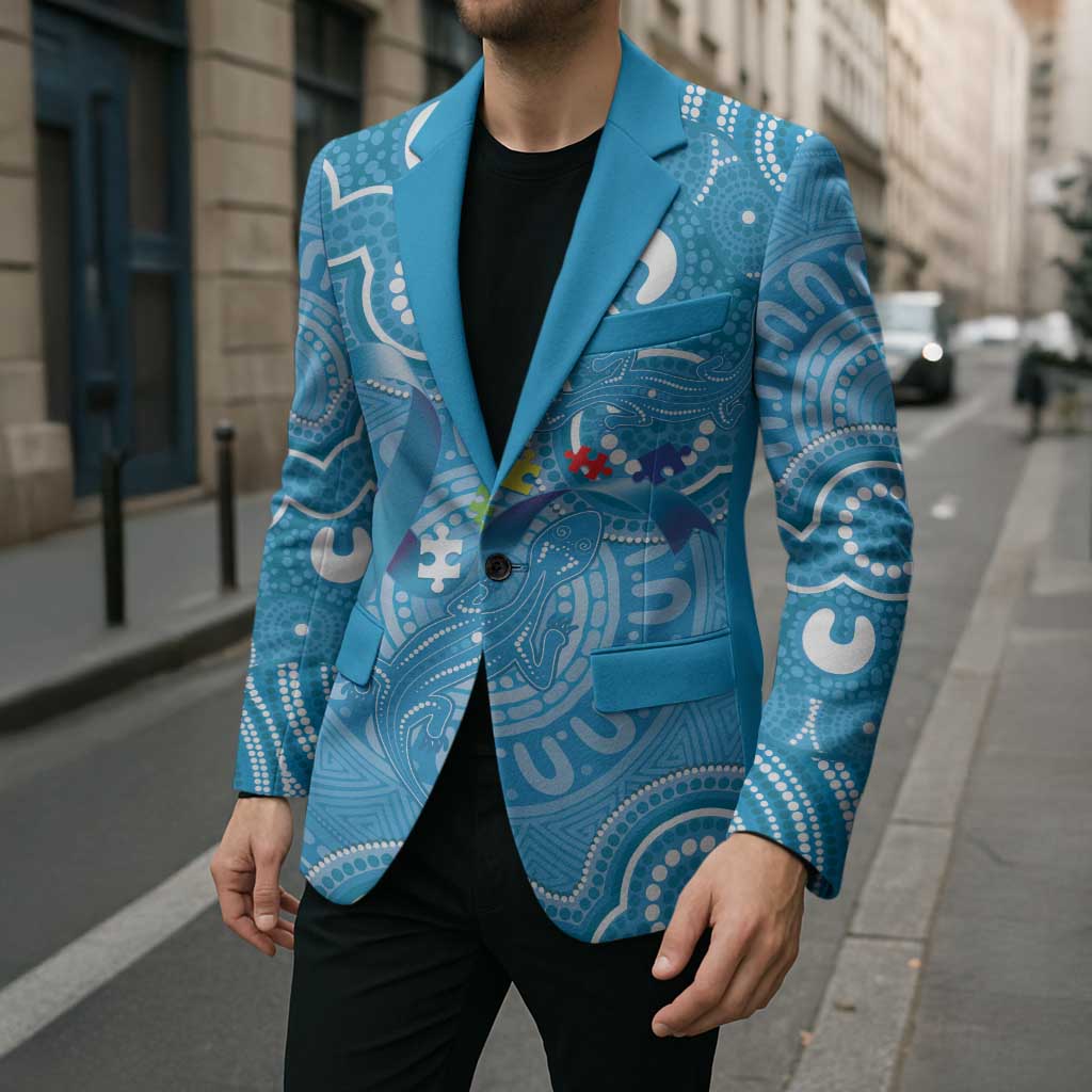 Australia Indigenous Blazer Blue Ribbon Lizards Autism Awareness - Aussie Hoodie