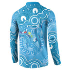 Australia Indigenous Button Sweatshirt Blue Ribbon Lizards Autism Awareness - Aussie Hoodie