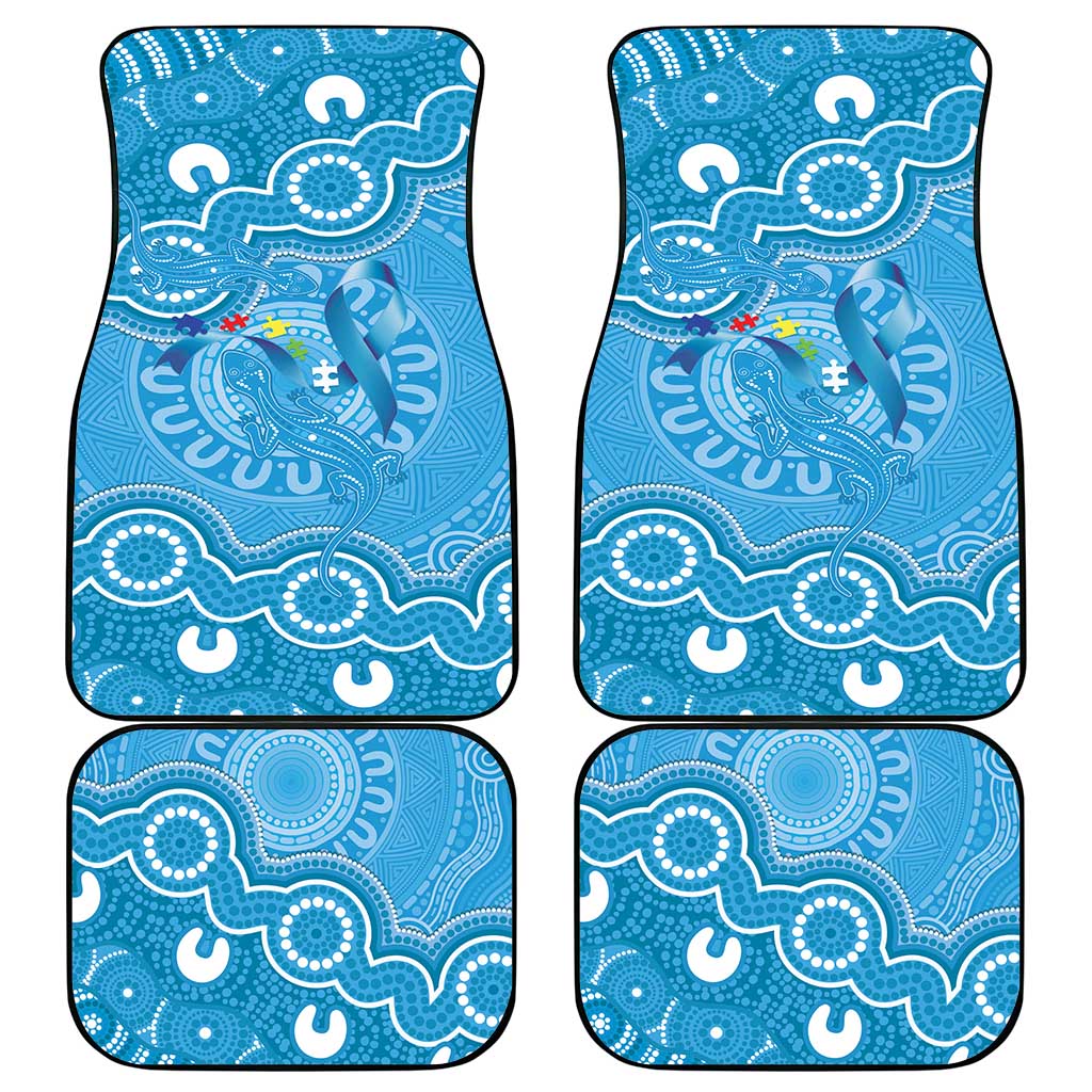 Australia Indigenous Car Mats Blue Ribbon Lizards Autism Awareness - Aussie Hoodie