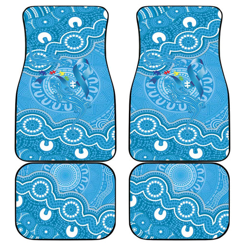 Australia Indigenous Car Mats Blue Ribbon Lizards Autism Awareness - Aussie Hoodie