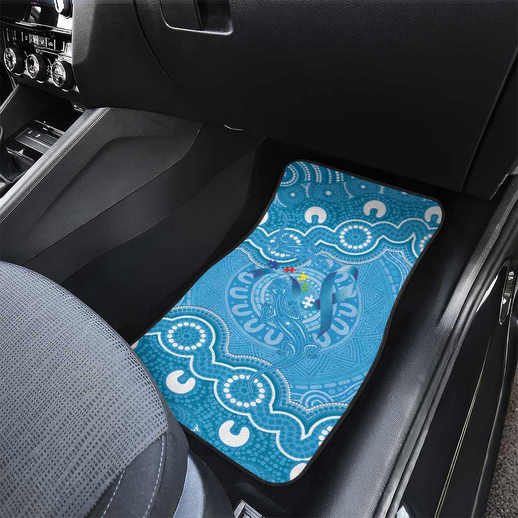 Australia Indigenous Car Mats Blue Ribbon Lizards Autism Awareness - Aussie Hoodie