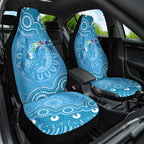 Australia Indigenous Car Seat Cover Blue Ribbon Lizards Autism Awareness - Aussie Hoodie