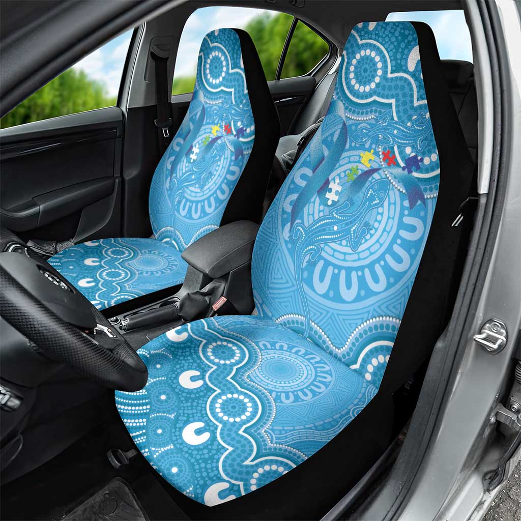 Australia Indigenous Car Seat Cover Blue Ribbon Lizards Autism Awareness - Aussie Hoodie