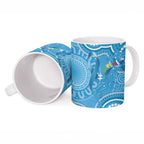 Australia Indigenous Ceramic Mug Blue Ribbon Lizards Autism Awareness - Aussie Hoodie