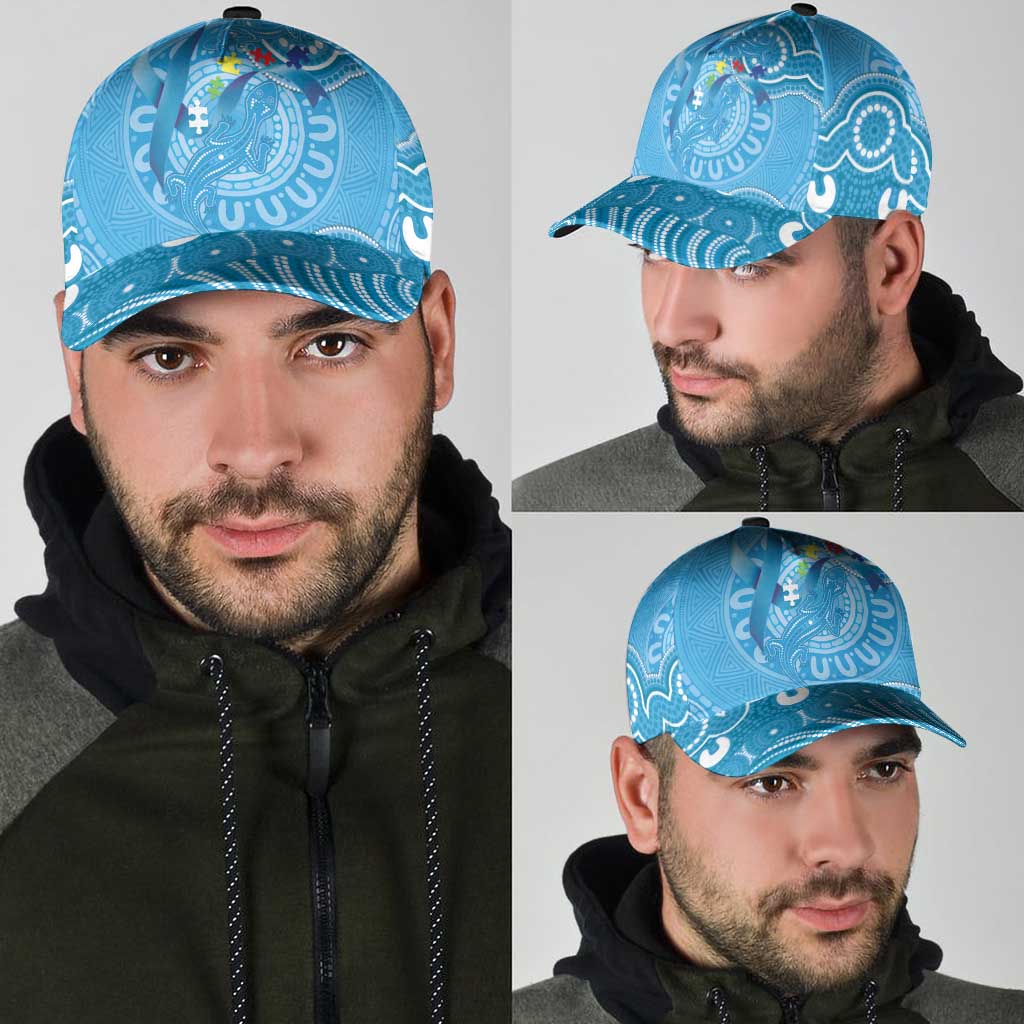 Australia Indigenous Classic Cap Blue Ribbon Lizards Autism Awareness - Aussie Hoodie