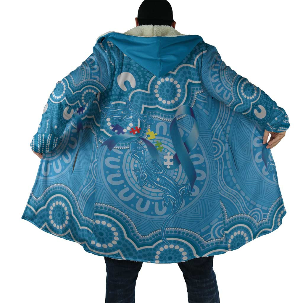 Australia Indigenous Cloak Blue Ribbon Lizards Autism Awareness - Aussie Hoodie