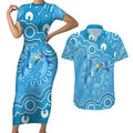 Australia Indigenous Couples Matching Short Sleeve Bodycon Dress and Hawaiian Shirt Blue Ribbon Lizards Autism Awareness - Aussie Hoodie