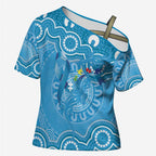 Australia Indigenous Cross Shoulder Shirt Blue Ribbon Lizards Autism Awareness - Aussie Hoodie