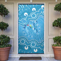 Australia Indigenous Door Cover Blue Ribbon Lizards Autism Awareness - Aussie Hoodie