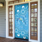 Australia Indigenous Door Cover Blue Ribbon Lizards Autism Awareness - Aussie Hoodie