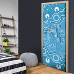 Australia Indigenous Door Cover Blue Ribbon Lizards Autism Awareness - Aussie Hoodie