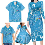 Australia Indigenous Family Matching Long Sleeve Bodycon Dress and Hawaiian Shirt Blue Ribbon Lizards Autism Awareness - Aussie Hoodie