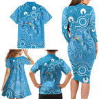 Australia Indigenous Family Matching Long Sleeve Bodycon Dress and Hawaiian Shirt Blue Ribbon Lizards Autism Awareness - Aussie Hoodie